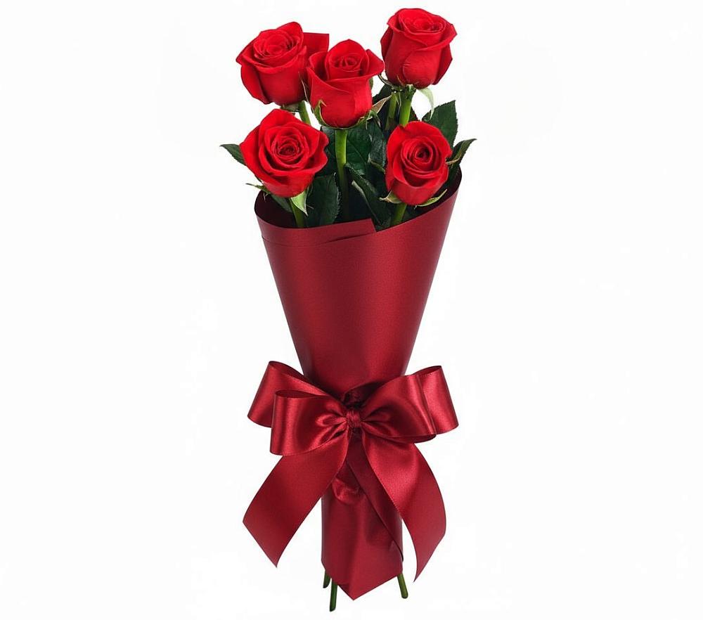 Букет 5 Красных роз Эдлесс Лав в Пушкинские Горы