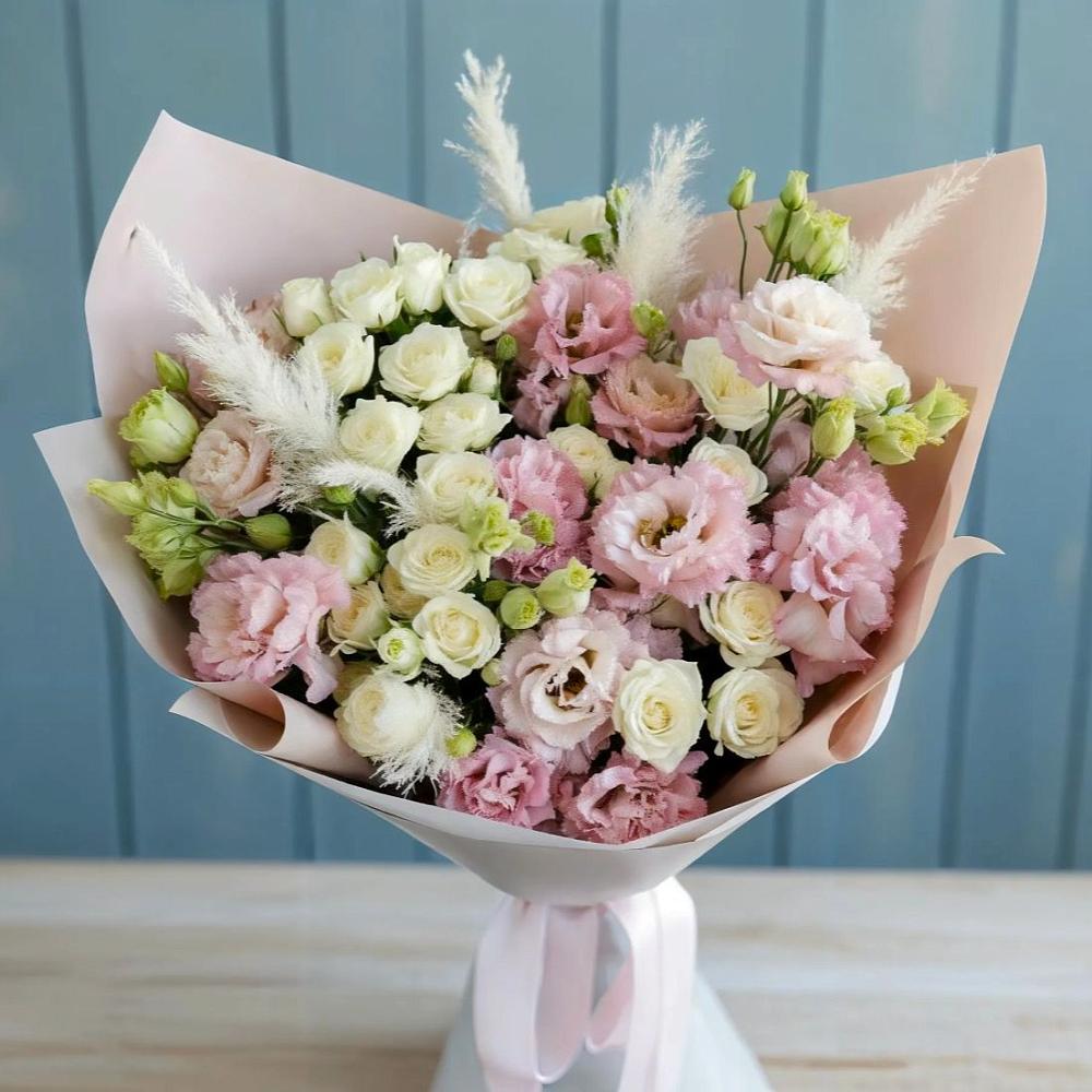 Букет цветов из: Альстромерии и Розы в Пушкинские Горы