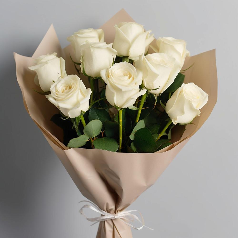 Букет 9 Белых роз Эдлесс Лав в Пушкинские Горы