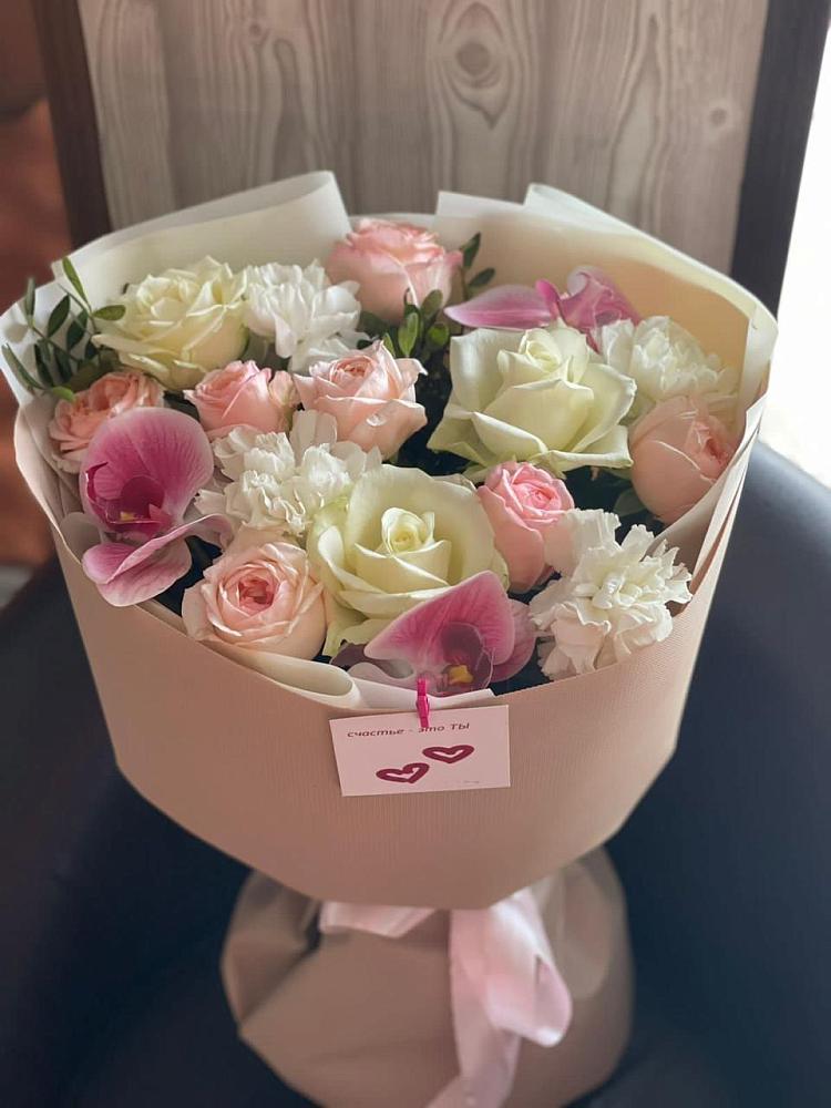 Букет цветов из: Орхидеи, Розы и Гвоздики в Пушкинские Горы