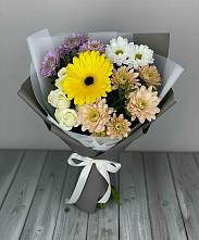 Букет цветов из:  Розы, Герберы и Хризантемы в Пушкинские Горы