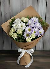 Букет цветов из:  Хризантемы и Розы в Пушкинские Горы