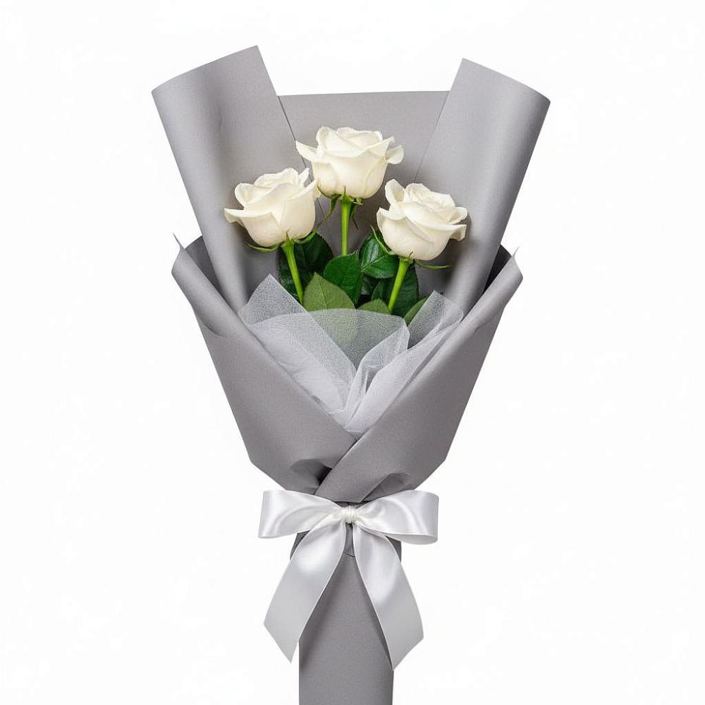 Букет 3 белые розы в Пушкинские Горы