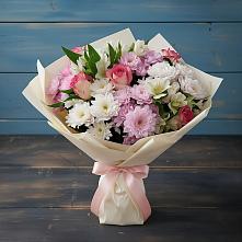 Букет цветов из:  Хризантемы, Альстромерии и Розы #REPLACE_PRED# Пушкинские Горы