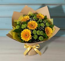 Букет цветов из:  Герберы и Хризантемы в Пушкинские Горы
