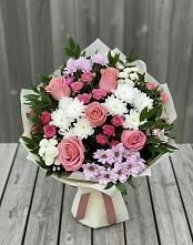 Букет цветов из:  Альстромерии, Гвоздики, Розы и Хризантемы #REPLACE_PRED# Пушкинские Горы