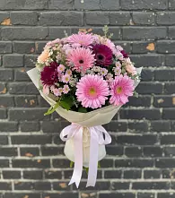 Букет цветов из:  Герберы и Хризантемы в Пушкинские Горы