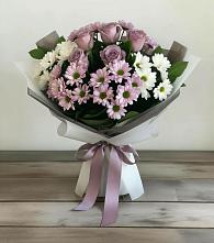 Букет цветов из:  Хризантемы и Розы в Пушкинские Горы