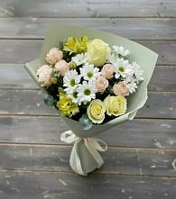 Букет цветов из:  Альстромерии, Розы и Хризантемы в Пушкинские Горы