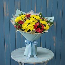 Букет цветов из:  Альстромерии и Хризантемы в Пушкинские Горы